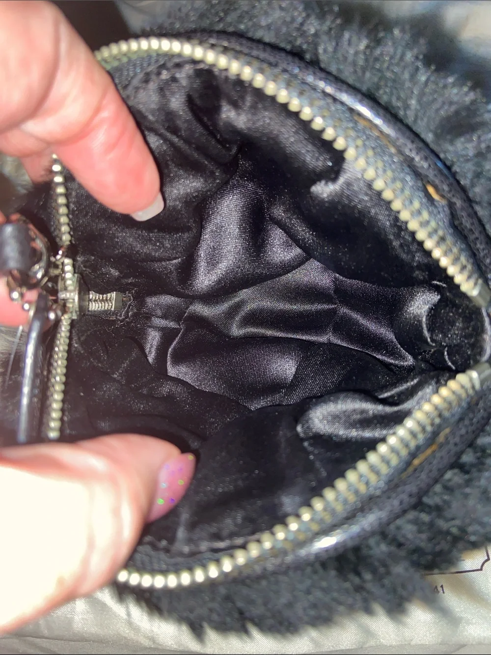 Coach F48466 Black Fur Wristlet Pouch